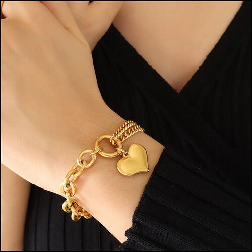 Half Chunky Heart Chain Bracelet