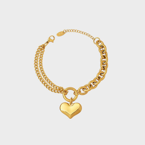Half Chunky Heart Chain Bracelet