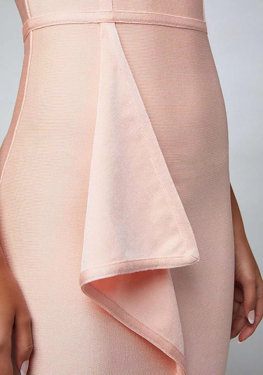 Summer Women Clothing Pink Oblique Shoulder Irregular Asymmetric Stitching Dress Party Dress