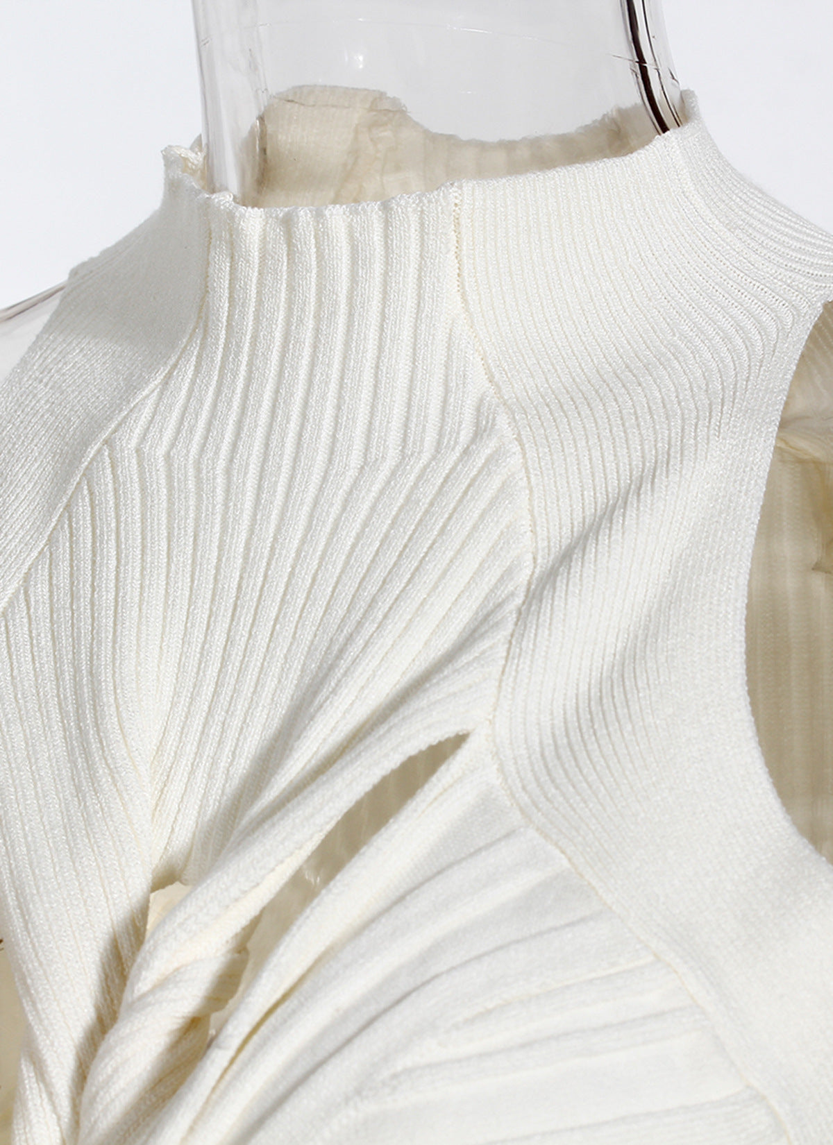Minority Chest Hollow Out Cutout Twist Design Spring Irregular Asymmetric Hem Sleeveless Turtleneck Knitting Vest