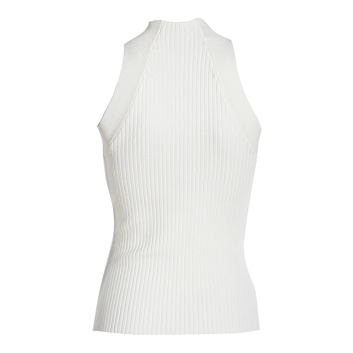 Minority Chest Hollow Out Cutout Twist Design Spring Irregular Asymmetric Hem Sleeveless Turtleneck Knitting Vest