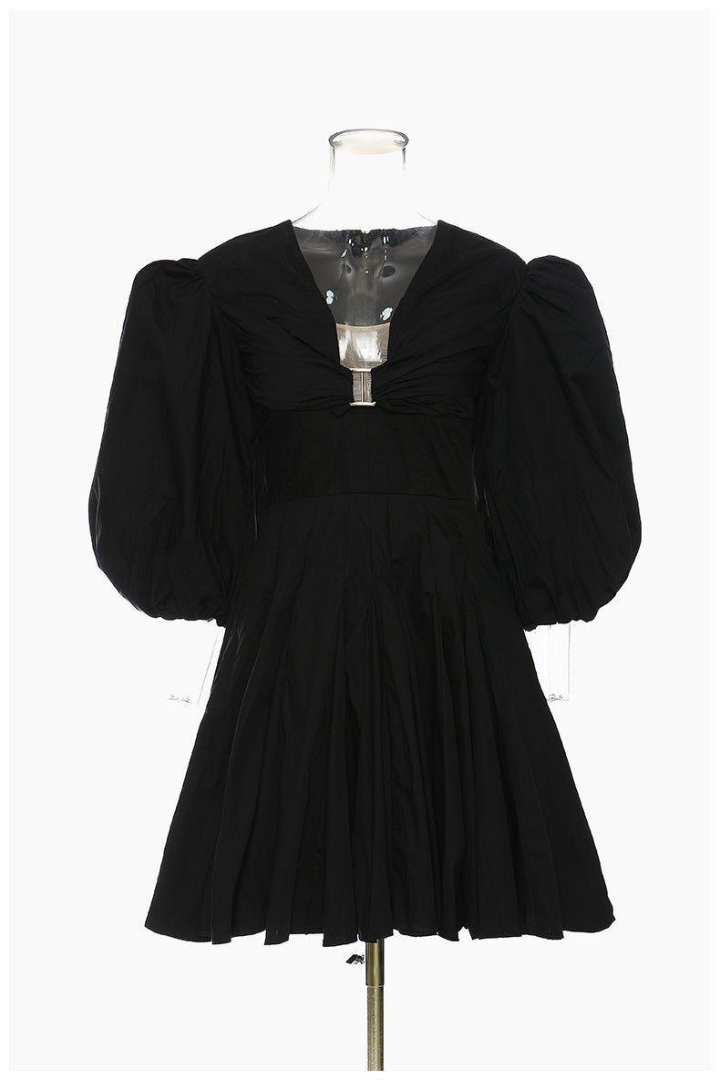 Light Luxury Super Heavy Industry Niche Bubble Sleeve Court Sense Puffy A line Dress Princess Dress