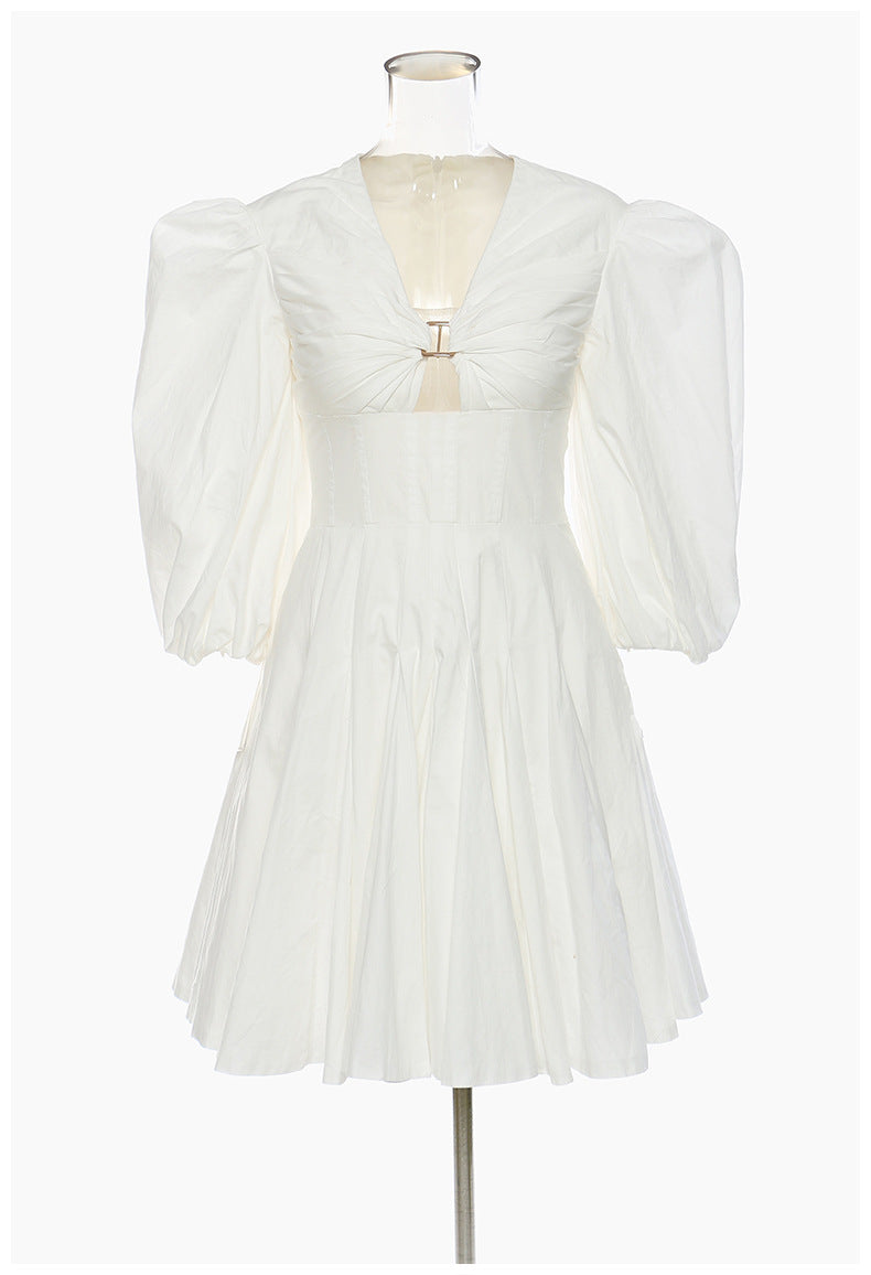 Light Luxury Super Heavy Industry Niche Bubble Sleeve Court Sense Puffy A line Dress Princess Dress