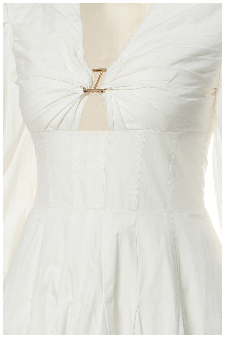 Light Luxury Super Heavy Industry Niche Bubble Sleeve Court Sense Puffy A line Dress Princess Dress
