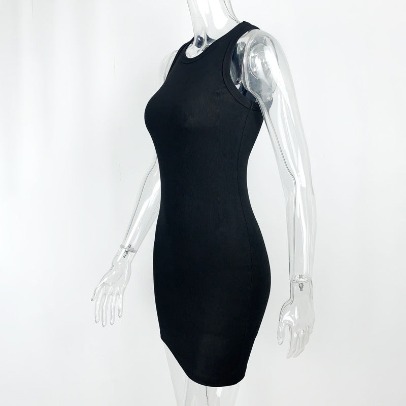 Summer Women Thread Sleeveless Sexy Hip Simple Slim Vest Dress
