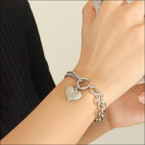 Half Chunky Heart Chain Bracelet