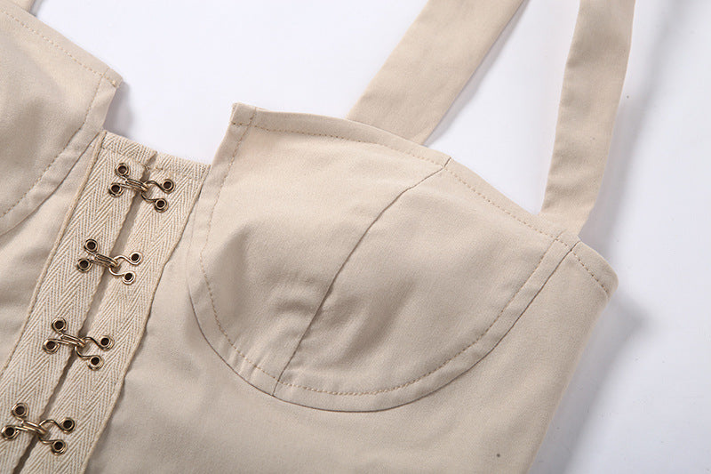 Spring Summer Women Clothing Strap Backless Creative Rivet Sexy Slim Fit Tank Top Women